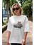 Teddy Bear The Secret Agent Ön Baskılı Beyaz Oversize T-Shirt Erkek Kadın Bisiklet Yaka 5