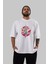 Spiderman Ön Baskılı Beyaz Oversize T-Shirt Erkek Kadın Bisiklet Yaka 4