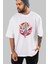 Spiderman Ön Baskılı Beyaz Oversize T-Shirt Erkek Kadın Bisiklet Yaka 5