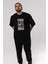 Your Limit Is Yazılı Ön Baskılı Siyah Oversize T-Shirt Erkek Kadın Bisiklet Yaka 3