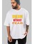 Dream Without Fear Ön Baskılı Beyaz Oversize T-Shirt Erkek Kadın Bisiklet Yaka 1
