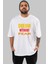 Dream Without Fear Ön Baskılı Beyaz Oversize T-Shirt Erkek Kadın Bisiklet Yaka 5