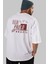 Sao Paulo Arka Baskılı Beyaz Oversize T-Shirt Erkek Kadın Bisiklet Yaka 4