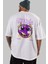 Bronx New York Arka Baskılı Beyaz Oversize T-Shirt Erkek Kadın Bisiklet Yaka 5