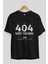 404 Not Found Ön Baskılı Siyah Oversize T-Shirt Erkek Kadın Bisiklet Yaka 3