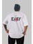 Teddy Bear Easy Arka Baskılı Beyaz Erkek Kadın Bisiklet Yaka Oversize T-Shirt 4