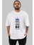 Keep Calm And Yourself Ön Baskılı Beyaz Oversize T-Shirt Erkek Kadın Bisiklet Yaka 3