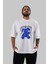 Stay Trippy Bear Ön Baskılı Beyaz Oversize T-Shirt Erkek Kadın Bisiklet Yaka 4