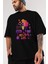 Retro Girl Party Ön Baskılı Siyah Oversize T-Shirt Erkek Kadın Bisiklet Yaka 2