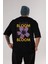 Bloom Yazılı Arka Baskılı Siyah Oversize T-Shirt Erkek Kadın Bisiklet Yaka 3