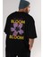 Bloom Yazılı Arka Baskılı Siyah Oversize T-Shirt Erkek Kadın Bisiklet Yaka 4
