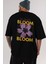 Bloom Yazılı Arka Baskılı Siyah Oversize T-Shirt Erkek Kadın Bisiklet Yaka 5