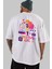Retro Girl Party Arka Baskılı Beyaz Oversize T-Shirt Erkek Kadın Bisiklet Yaka 2