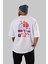 Retro Girl Party Arka Baskılı Beyaz Oversize T-Shirt Erkek Kadın Bisiklet Yaka 3