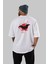 Halloween Arka Baskılı Beyaz Oversize T-Shirt Erkek Kadın Bisiklet Yaka 3