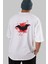 Halloween Arka Baskılı Beyaz Oversize T-Shirt Erkek Kadın Bisiklet Yaka 5