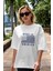 Made In America Ön Baskılı Beyaz Oversize T-Shirt Erkek Kadın Bisiklet Yaka 1