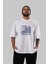Made In America Ön Baskılı Beyaz Oversize T-Shirt Erkek Kadın Bisiklet Yaka 5