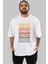 Retro Yazılı Ön Baskılı Beyaz Oversize T-Shirt Erkek Kadın Bisiklet Yaka 1