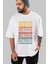 Retro Yazılı Ön Baskılı Beyaz Oversize T-Shirt Erkek Kadın Bisiklet Yaka 2