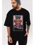 Mad Hatter Elon Musk Ön Baskılı Siyah Oversize T-Shirt Erkek Kadın Bisiklet Yaka 4