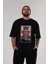 Mad Hatter Elon Musk Ön Baskılı Siyah Oversize T-Shirt Erkek Kadın Bisiklet Yaka 5
