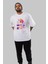 Retro Girl Party Ön Baskılı Beyaz Oversize T-Shirt Erkek Kadın Bisiklet Yaka 2
