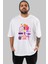 Retro Girl Party Ön Baskılı Beyaz Oversize T-Shirt Erkek Kadın Bisiklet Yaka 3