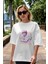 Youth Ön Baskılı Beyaz Oversize T-Shirt Erkek Kadın Bisiklet Yaka 2
