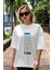 Born To Be A Hero Yazılı Ön Baskılı Beyaz Oversize T-Shirt Erkek Kadın Bisiklet Yaka 3