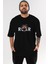 Teddy Bear Roar Ön Baskılı Siyah Oversize T-Shirt Erkek Kadın Bisiklet Yaka 4