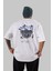 Dont Cry Bear Arka Baskılı Beyaz Oversize T-Shirt Erkek Kadın Bisiklet Yaka 4