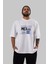 Mexico City Ön Baskılı Beyaz Oversize T-Shirt Erkek Kadın Bisiklet Yaka 2