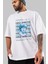 Nobody Understand Ön Baskılı Beyaz Oversize T-Shirt Erkek Kadın Bisiklet Yaka 1