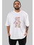 Bloom From Bear Ön Baskılı Beyaz Oversize T-Shirt Erkek Kadın Bisiklet Yaka 1