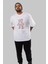 Bloom From Bear Ön Baskılı Beyaz Oversize T-Shirt Erkek Kadın Bisiklet Yaka 3