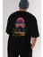 Summer Time Yazılı Arka Baskılı Siyah Oversize T-Shirt Erkek Kadın Bisiklet Yaka 1