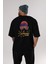 Summer Time Yazılı Arka Baskılı Siyah Oversize T-Shirt Erkek Kadın Bisiklet Yaka 4