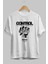 Control Your Mind Ön Baskılı Beyaz Oversize T-Shirt Erkek Kadın Bisiklet Yaka 4
