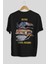 Retro Design Arka Baskılı Siyah Oversize T-Shirt Erkek Kadın Bisiklet Yaka 2