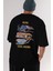 Retro Design Arka Baskılı Siyah Oversize T-Shirt Erkek Kadın Bisiklet Yaka 4