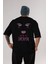 No Time For Drama Arka Baskılı Siyah Oversize T-Shirt Erkek Kadın Bisiklet Yaka 1
