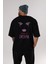 No Time For Drama Arka Baskılı Siyah Oversize T-Shirt Erkek Kadın Bisiklet Yaka 5