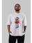 Teddy Bear Şarkıcı Ön Baskılı Beyaz Oversize T-Shirt Erkek Kadın Bisiklet Yaka 1