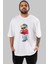 Teddy Bear Şarkıcı Ön Baskılı Beyaz Oversize T-Shirt Erkek Kadın Bisiklet Yaka 4