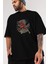 The Flash Ön Baskılı Siyah Oversize T-Shirt Erkek Kadın Bisiklet Yaka 4