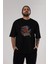The Flash Ön Baskılı Siyah Oversize T-Shirt Erkek Kadın Bisiklet Yaka 5