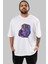 Astroking Ön Baskılı Beyaz Oversize T-Shirt Erkek Kadın Bisiklet Yaka 1