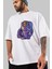 Astroking Ön Baskılı Beyaz Oversize T-Shirt Erkek Kadın Bisiklet Yaka 2
