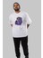 Astroking Ön Baskılı Beyaz Oversize T-Shirt Erkek Kadın Bisiklet Yaka 4
